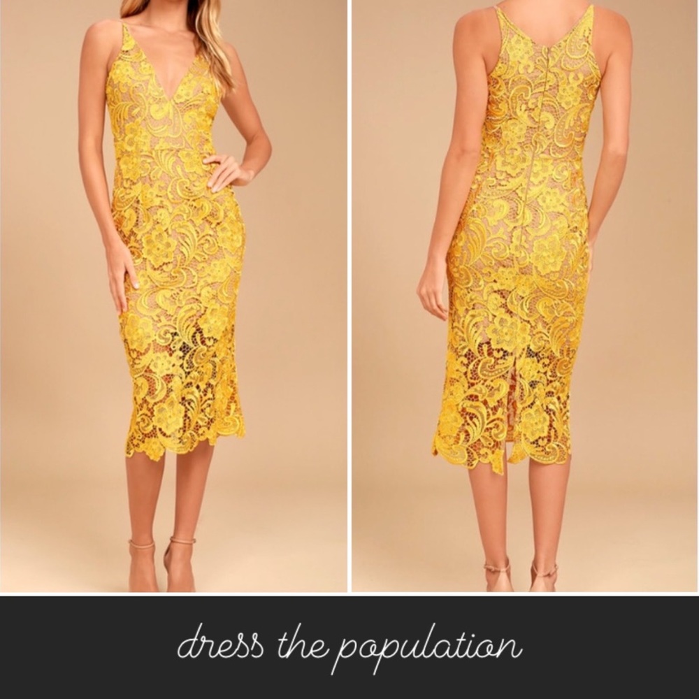Dress the Population Marie Lace Midi Dress
S
